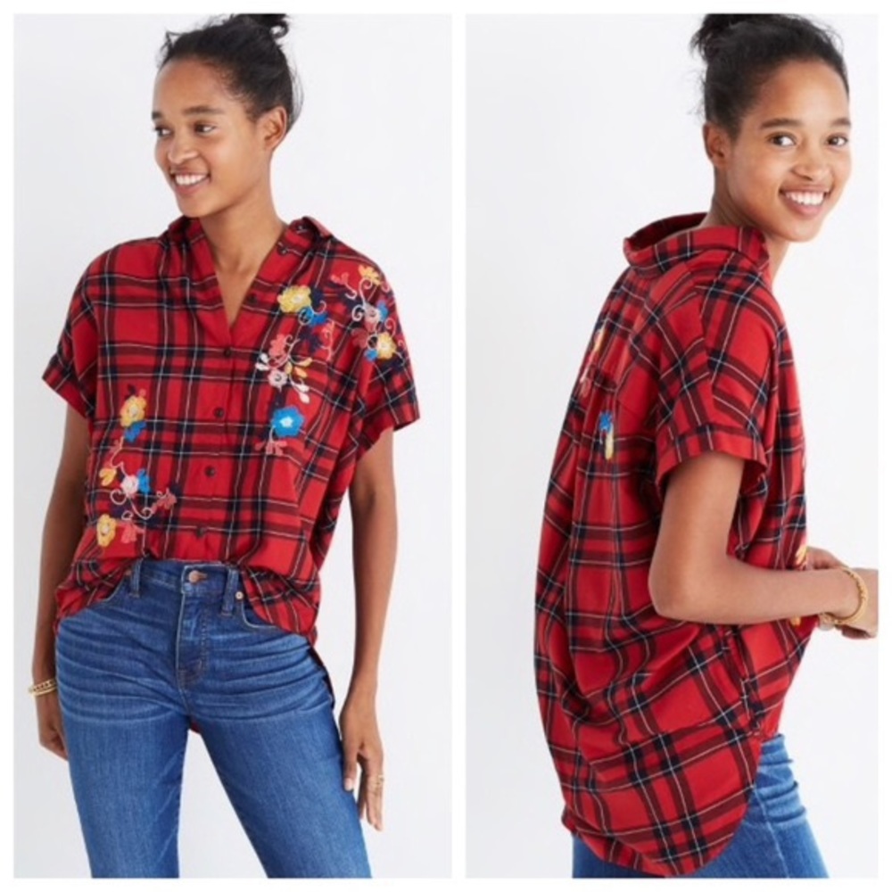 Madewell Embroidered Central Shirt in Dahl Plaid